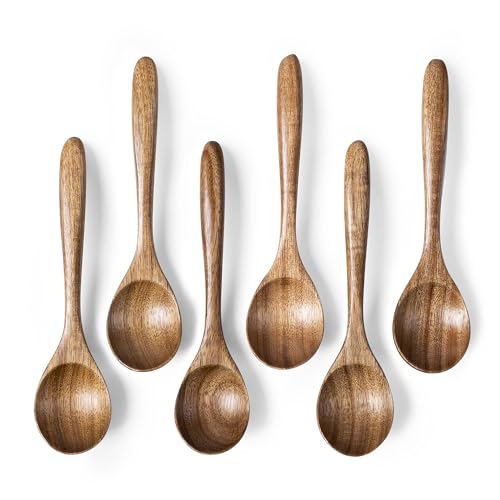 Hefild Small Wooden Spoons for Eating, 6-Piece Set, 6.7 Inch, Honey Spoons