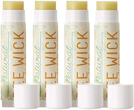 Bee Wick Lip Balm- 4 pack- Hemp Lip Balm made with beeswax and hemp seed oil (Natural (Pack of 4))