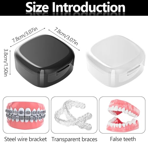 Zahnprothesen Box, 2 Stück Zahnspangendose mit Sieb Tragbare Prothesendose Unsichtbare Zahnspangen Aufbewahrungsbox Doppelschichtiger Hohler Abfluss