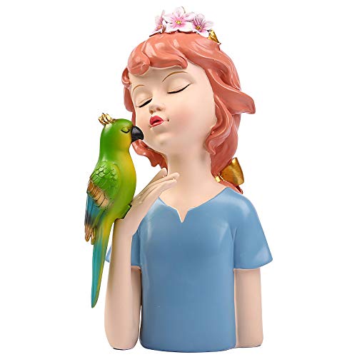 Amazon.co.jp: 現代彫刻 かわいいオウムの女の子彫刻の装飾品樹脂