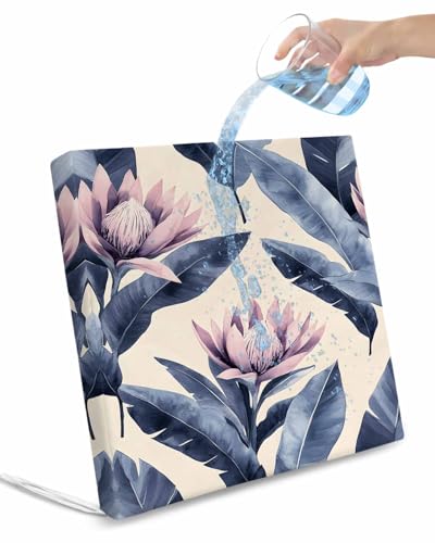 2 Pack Blue Pink Purple Floral Waterproof Cushion Covers with Ties, Outdoor Patio Chaise Lounge Chair Seat Cushion Slip Covers Replacement(Only Cover) Blooms Botanical Oil Painting 22