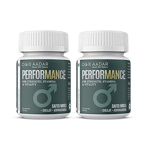AADAR PerforMANce | Ayurvedic Strength Booster | Stamina and Vitality for Men | Safed Musli, Ashwagandha, Gokshura | 60 Capsules (Pack of 2) AADAR PerforMANce | Ayurvedic Strength Booster | Stamina and Vitality for Men | Safed Musli, Ashwagandha, Gokshura | 60 Capsules (Pack of 2)