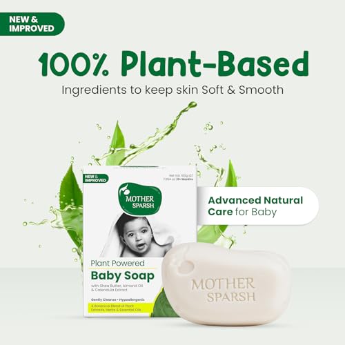 Mother Sparsh Plant Powered Natural Baby Soap - Pack of 2X75g | Hypoallergenic & Tear-Free Soap for Babies, Newborns - Image 3 thumbnail