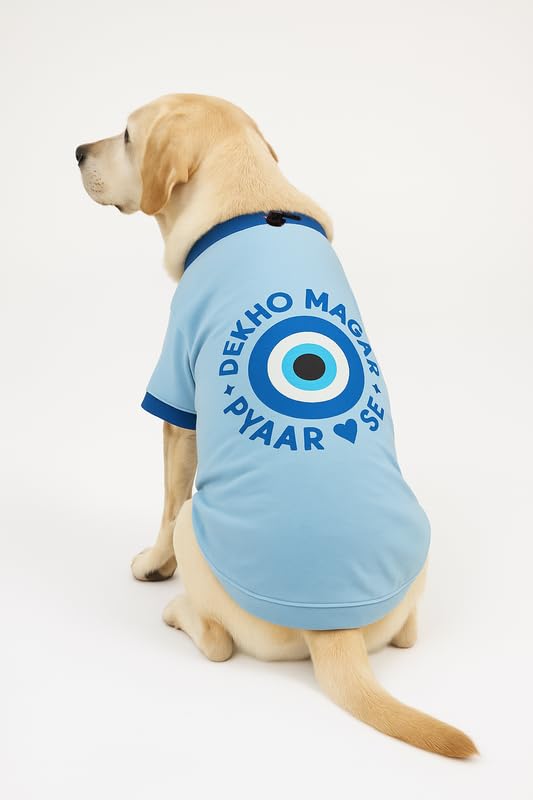 Image of Thunder Tails Adjustable Cotton Dog T-Shirt for Boxer, Pitbull, Indie, Hound, Doberman & Dalmatian | Comfortable Soft Fabric Pet Apparel for Medium Dogs | Easy to Wear Dog Outfit (Baby Blue, 3XL)