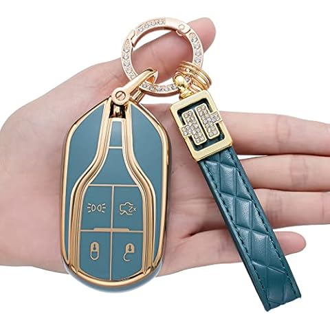 Savzokiw Fashion Diamond Key Fob Shell Compatible with 2013-up Maserati Quattroporte, Ghibli, 2017-up Levante Keyless Smart Key Cover