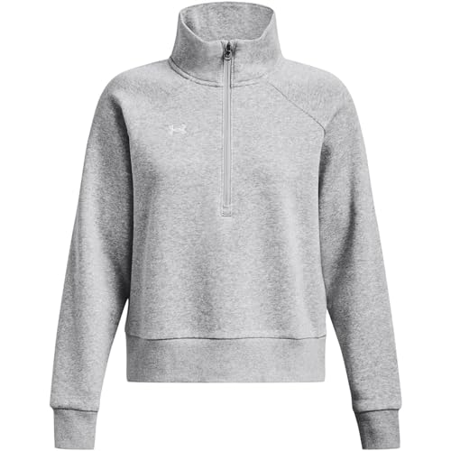 Under Armour Damen Ua Rival Fleece Half Zip Sweatshirt, Mod Gray Light Heather/White, M