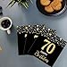AMNAMN Black and Gold 70th Birthday Party Tableware Set, Napkins and Plates, 70th Birthday Party Decoration, 16 Count