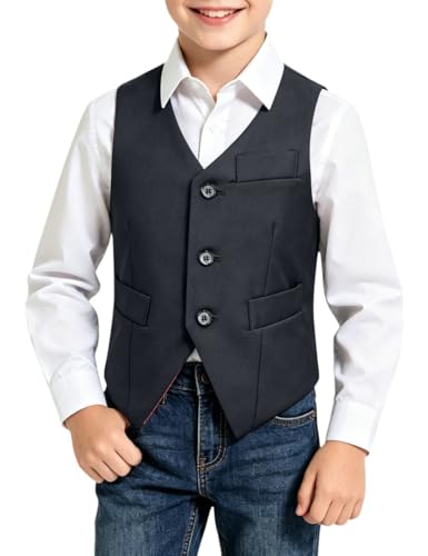 Image of Visaccy Boys Vest Kid Boy Formal Suit Vest for Wedding School | 3 Buttons,Fully Lined,Adjustable Waist,Toddler Boy Dress Vest