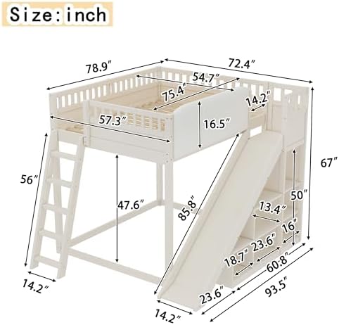 Bellemave-Bunk Beds-Full Over Full with Slide