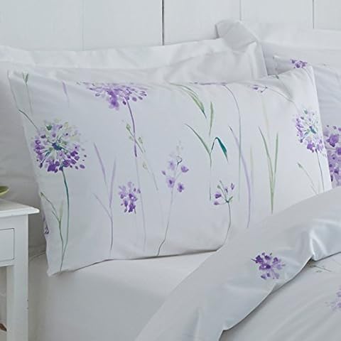 Charlotte Thomas Kendall Flower Print Housewife Pillow Case, Lilac, Pair Cover