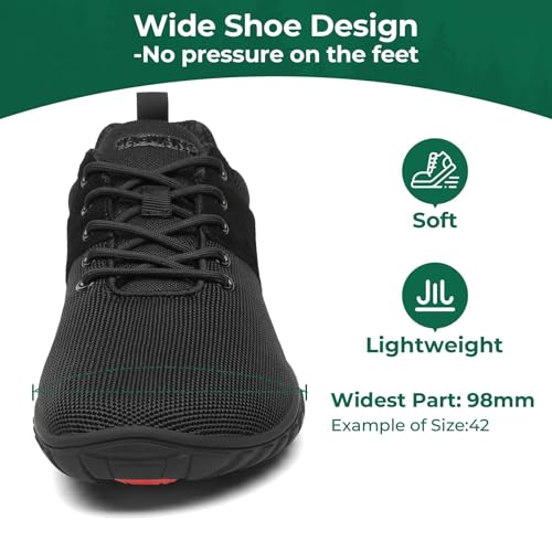 Miniatura 2 de Saguaro Barefoot Zapatillas Minimalistas Mujer Punto Zapatos Descalzos Hombre Exterior Zapatillas Trail Running Transpirables Pies Anchos Gimnasio Para Zero Drop Soles Negro,Gr.41