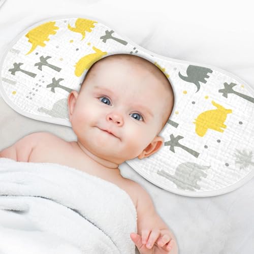 4 Pack Baby Burp Cloths, Soft Absorbent Burping Cloths for Babies, Cotton Milk Spit Up Rags, Large Size for Newborns, Baby Boys and Girls (Playful Dinosaur) 6