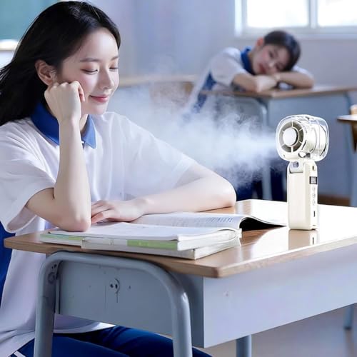 Ventilador de mano con nebulizador recargable y tanque de agua 4