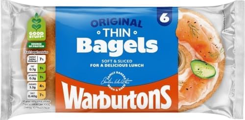 Warburtons Plain Thin Bagels Pack of 6