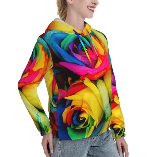 Sweat à capuche tendance rose arc-en-ciel cadeau d'automne femme