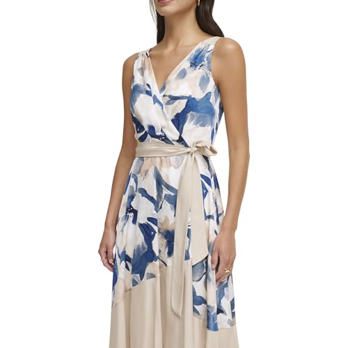 Image of DKNY Women's Sleeveless Tie Fit & Flare Midi Dress