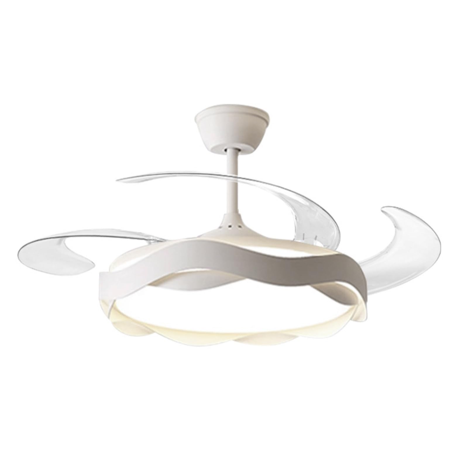 ERETYRET Bedroom Fan Lamp Cream Style Simple Modern Invisible Room Ceiling Quiet Cooling(42" Offline Voice)