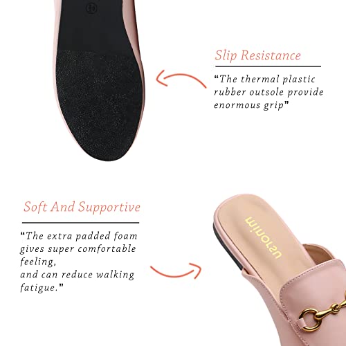 Image of Minorsu Buckle Mules for Women Flats Loafers Shoes for Work Office Business | Slip on,Round Toe,Backless,Slides, Casual