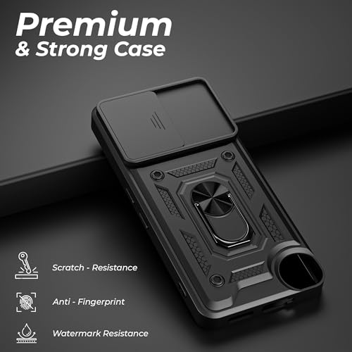 Image of A rtistque Armor Bumper Back Case Cover for Nothing CMF Phone 2 Pro 5G | Stylish Ring Holder & Inbuilt Stand | Sliding Camera Cover | TPU Protective Design | Nothing CMF 2 Pro Back Cover - Black