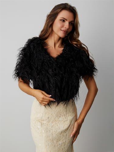 Warm Faux Fur Wraps Shawls,Women's Shrug Scarf for Cover up for Wedding Evening Party4