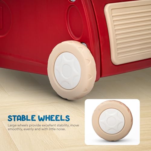 Image of Baybee 4-in-1 Push Walker & Shopping Cart for Baby with Ride-On Mode, Pulling Mode, Toy Storage & Removable Food Tray | Multifunctional Baby Walker for 6+ Months (Red)