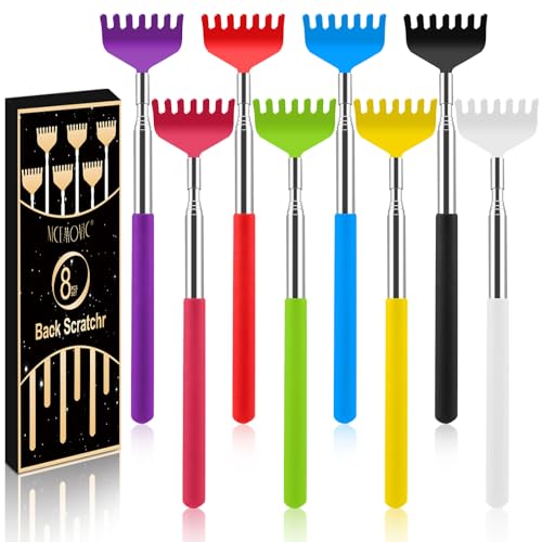 NICEMOVIC 8 Pack Back Scratcher Bulk Small Gifts for Adults Women Fathers Day Dad Gifts Christmas Stocking Stuffers for Women Men Teens Prizes for Adults Birthday Gag Gift for Mom Dad Her Him