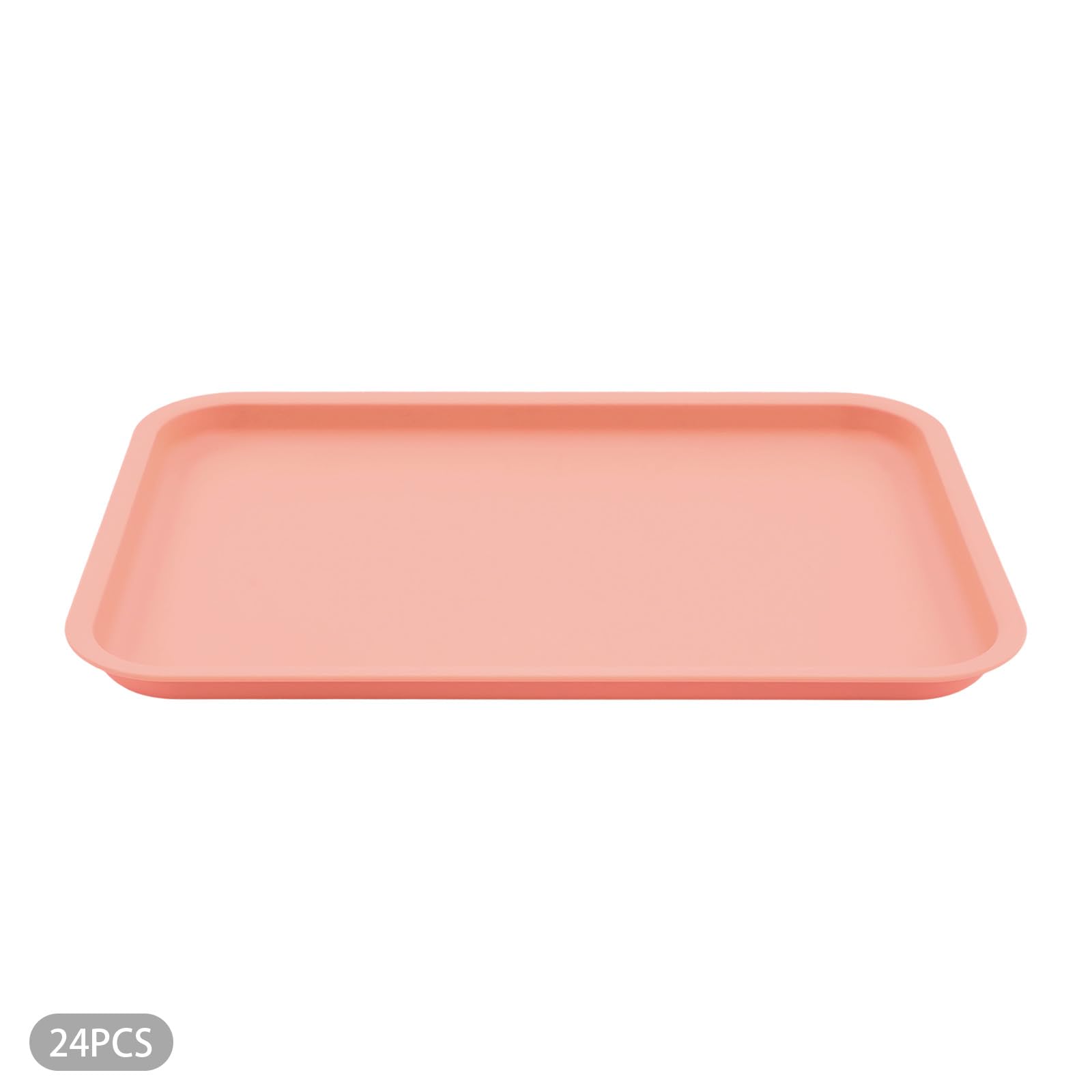 Fast Food Tablets, 24 vassoi da portata in plastica PP, 36 x 27 cm, rettangolari, per cucina, caffè, panetteria, ristorante, rosa