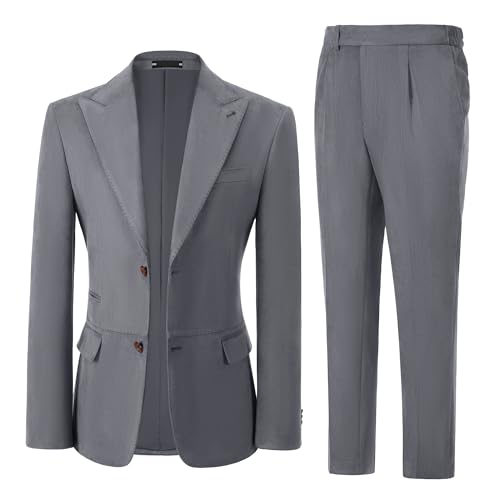 Mens Slim Fit Suits Formal Suede Suit for Men 2 Piece Wedding Prom Tuxedos Peak Lapel Business Party Suit Set