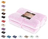 DecoKing Kuscheldecke 70x150 cm rosa Decke Microfaser Wohndecke Tagesdecke Fleece weich sanft kuschelig skandinavischer Stil pink Puder Henry