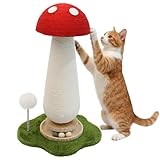 Mushroom Shaped Cat Scratching Post, Sturdy Cat Scratcher Post with Sisal, Scratching Posts for Indoor Cats Kitten with Scratch Interactive Cat Toy and Play Platform (50cm)