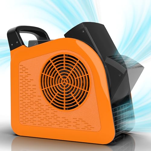 LZLXXLZL High Velocity Blower Fan - Air Mover for Drying, Cooling and Exhausting, Portable Floor Fans with 185° Rotation for Home Use or Job Site, Utility Fan with 3 Speeds, 2 Outlets, 355CFM, Orange