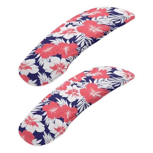 SAJJWHHR Capas de descanso de braço para cadeira de escritório com estampa de flores de hibisco, capas removíveis para apoio de braço para cadeira de computador, capas duráveis para descanso de braço