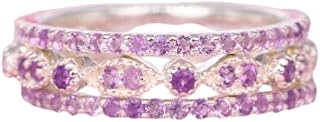 Antique Amethyst Engagement Ring Set Delicate Art Deco Set 3pcs Bridal Ring Set Nesting Jewelry Statement Ring Stackable Ring Anniversary Gift Ring