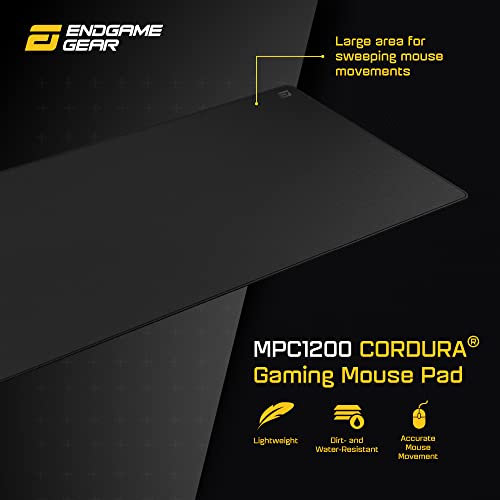 MPC1200 Cordura® Tappetino per Mouse da Gioco, 120 x 60 cm, in Tessuto Cordura®, Antiscivolo, Edizione Stealth, Colore Nero - Mousepad - Immagine 1