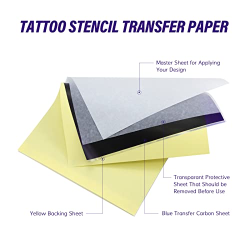 TATELF 100 Sheets Tattoo Transfer Paper A4 Size – 4 Layers Thermal Stencil Paper for Professional Tattoo Artists & Beginners, Compatible with Thermal Copiers or Hand-Drawn Tracing Supplies - Thumbnail 2