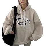 [andrei] アンドレイ パーカー プルオーバー 裏起毛 スウェット フーディー ロゴ プリント カジュアル ストリート 長袖 レディース (XXL,オートミール)