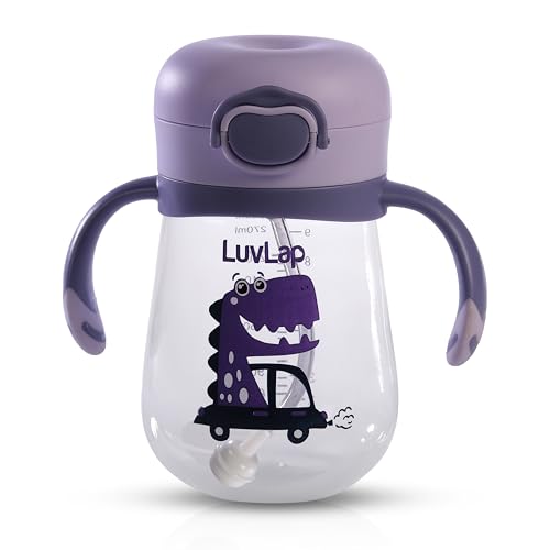 LuvLap Kids Bite Resistant Soft Silicone Straw Sipper Cup with Handle, with Weighted Straw, Sippy Cup with Anti Spill Lock, BPA Free, 1 Year +, 300 ml, Purple LuvLap Kids Bite Resistant Soft Silicone Straw Sipper Cup with Handle, with Weighted Straw, Sippy Cup with Anti Spill Lock, BPA Free, 1 Year +, 300 ml, Purple
