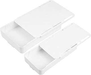2pcs Under Desk Drawers - Self-Adhesive Hidden Undermount, Slide-Out Storage Organizer for Office & Home (S+L Size)