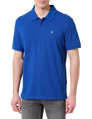 Calvin Klein Polo SS Monogram de piqué LV040EM269 S/S para Hombre, Azul (Chase Blue), L, Azul (Chase Blue), L