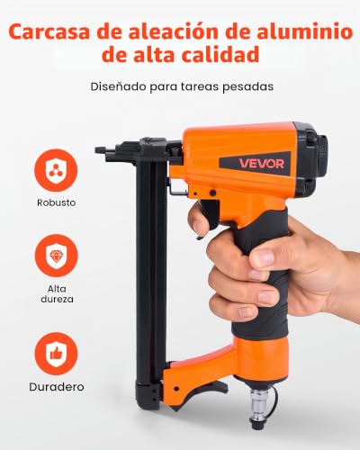 Miniatura 5 de Vevor Grapadora Neumática Calibre 20, Compatible Con Grapas T50, Ancho De Corona 10,8 Mm, Longitud 4-16 Mm, Barra 4,8-7,6 Mm, Para Carpintería, Tapicería, Tela Y Manualidades, 250 X 52 X 175 Mm