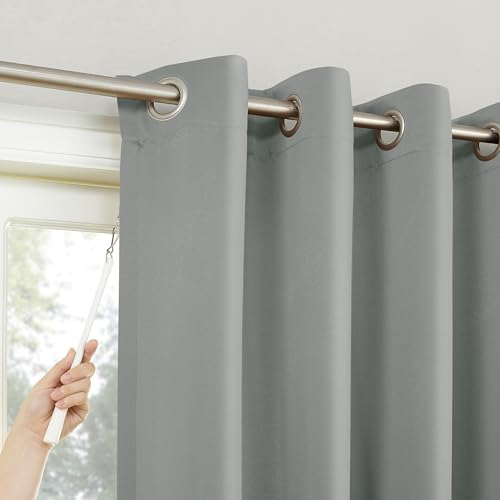 Cortina para puerta de patio de 100 x 84 pulgadas Sun Zero, panel gris para cubrir ventanales 3