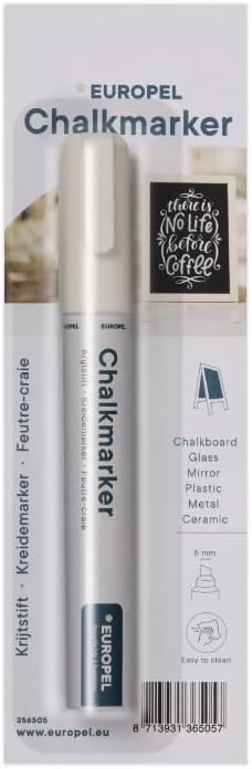 EUROPEL Liquid Chalk Marker Water Based and Wipe Clean for Glass, Windows, Blackboards and Menu Boards White 6mm Pack of 1 image 3