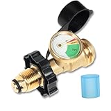 Universal Fit 100lb Propane Tank Adapter Converts POL to QCC1 / Type 1 with Gauge Propane Hose Adapter Old to New Connection Type 5-100lb Propane Tank for Camper, BBQ Gas Grill, Heater (1Pack)