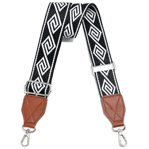 Image of Purse Strap,1.5 inch Leather End Shoulder Strap Adjustable Replacement,Retro Multi-Pattern Crossbody Bag Straps