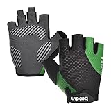 BOODUN Cycling Gloves Bike Gloves for Men Women Fingerless Mountain Bike Glove with Breathable Shock-Absorbing Motorcycle Gloves for Road (Medium, Green)