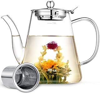 Glass Teapot, Zpose Tea Pot, Teapots, 40oz/1200ml Tea Pots with Scale Line, Tea Pot with Infuser, Borosilicate Glass Teapot for Stovetop Safe, Tea Pot for Tea, Blooming Tea, Loose Tea, Flowering Tea