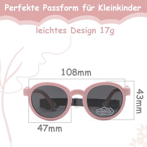 Jiaanle Baby-Sonnenbrille für 1-3,5 Jahre, Kleinkinder-Sonnenbrille polarisiert mit UV400-Schutz – Flexibler TPEE-Rahmen