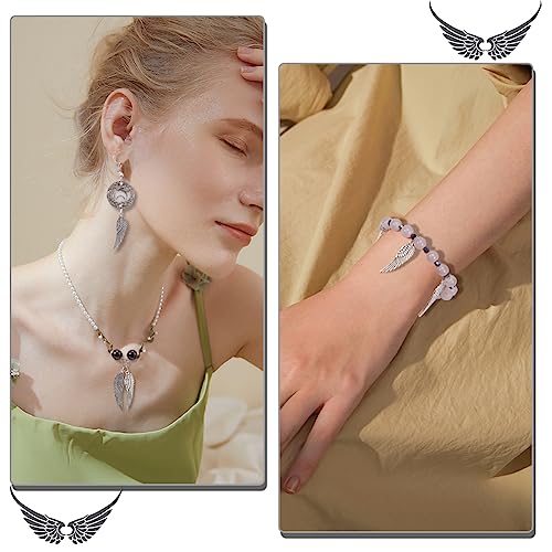 PH PandaHall 80pcs Tibetan Style Feather Angel Wing Pendants, Double-Sided Antique Silver Charms for Easter Bracelet - Image 3