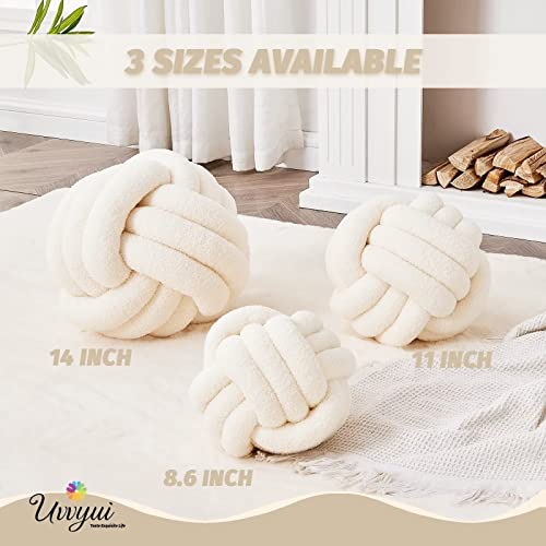 Image of Uvvyui Knot Pillow Ball, Soft Home Decorative Pillows, Round Throw Pillow, Handmade Knotted Plush Pillow, Round Boucle Pillow Cushion (Medium (Pack of 1) Cream)