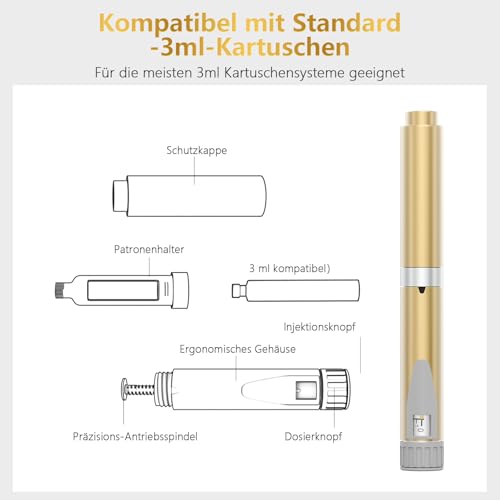 Stylo à insuline réutilisable dosage précis 1 à 60 unités utilisation simple